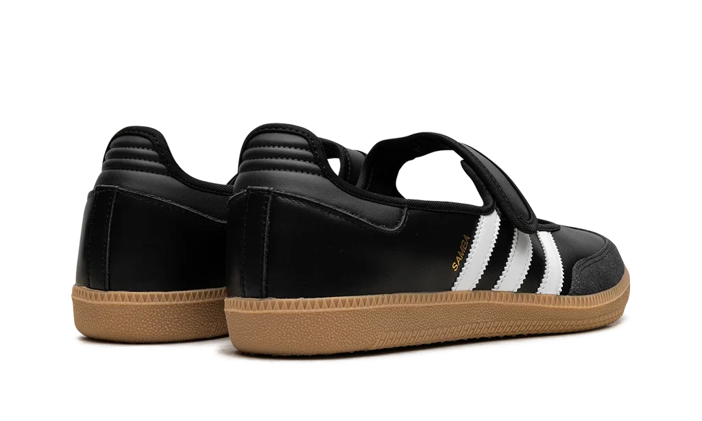adidas Samba Jane noires vues de l'arrière avec talon rembourré et semelle gum