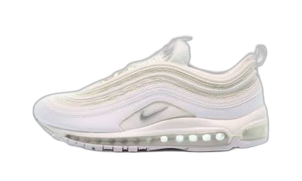Nike Air Max 97 blanche vue de profil, Swoosh gris clair
