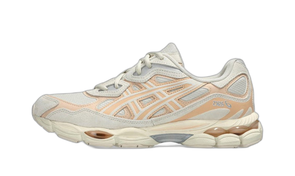Asics Gel-NYC Oatmeal Bisque, sneakers crème et pêche, vue de profil