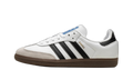adidas Samba OG blanche et noire vue de profil, semelle marron