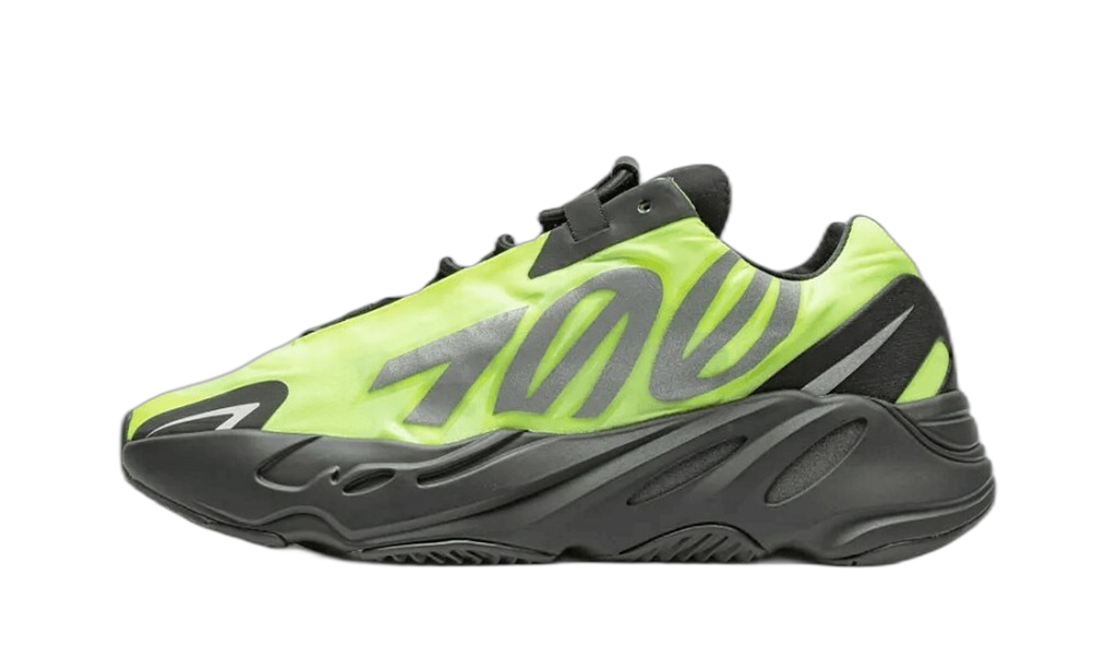 Sneakers adidas Yeezy 700 MNVN Phosphor vue de profil, vert fluo et noir