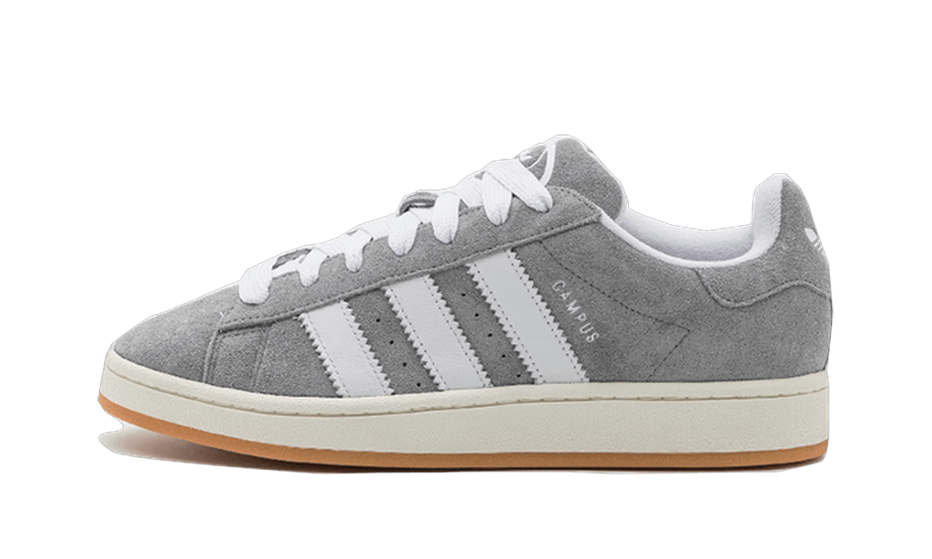 adidas Campus 00s grise, vue de profil avec trois bandes blanches