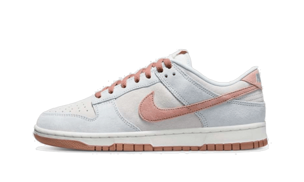 Nike Dunk Low Fossil Rose vue de profil, gris bleuté et rose