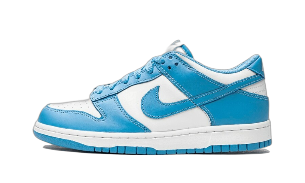 Nike Dunk Low UNC bleu ciel et blanc, vue de profil