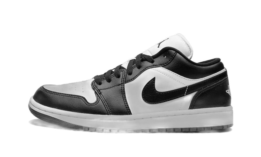 Jordan 1 Low Panda noire et blanche vue de profil