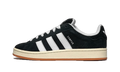 adidas Campus 00s noire, vue de profil avec bandes blanches et semelle gum
