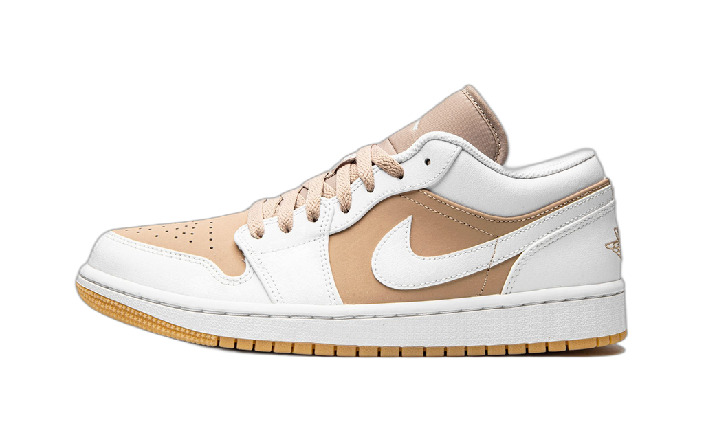 Jordan 1 Low Gum White vue de profil, blanc et beige