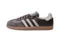 adidas Samba OG marron vue de profil, bandes claires, semelle gomme