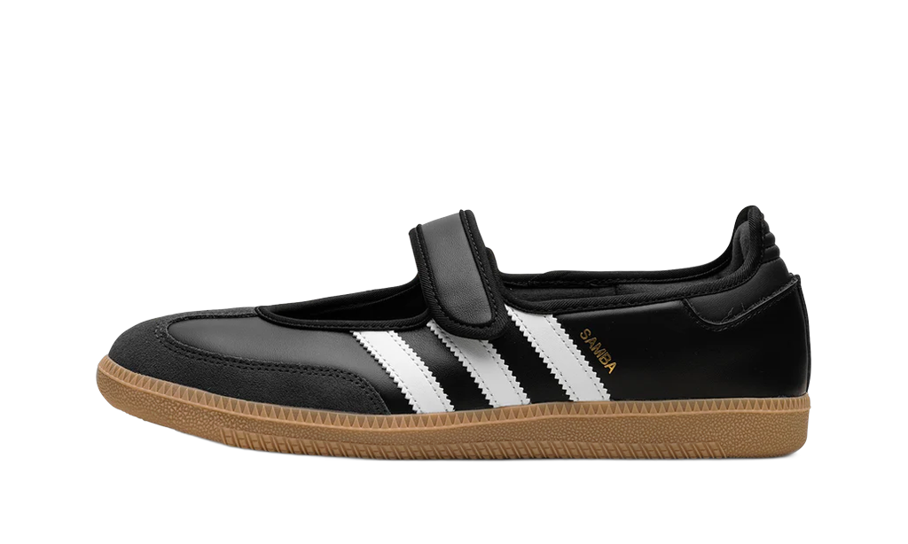 adidas Samba Jane noire vue de profil avec bride et semelle gum